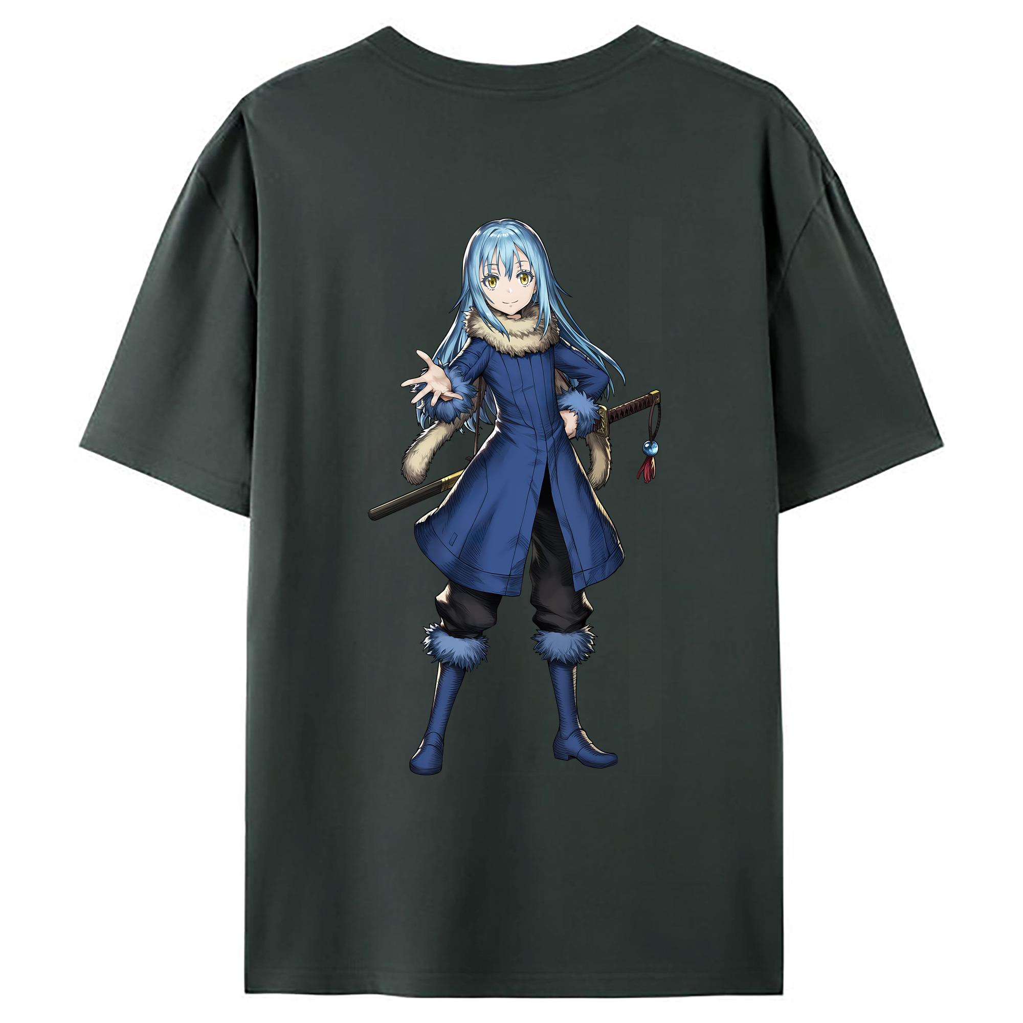 （画像用） 転スラ Regarding Reincarnated to Slime 綿100％ メンズ半袖Tシャツ（バックプリント） 通気性